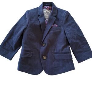 APPAMAN | Boy's Navy Blue Linen Blazer Sports Jacket | Size 2T | Preppy Blazer
